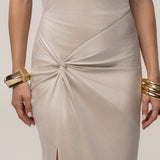 Beige Charlotte Halter Maxi Dress