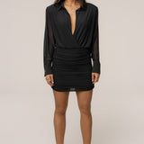 Black Leah Plunge Mini Dress
