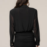 Black Leah Plunge Mini Dress
