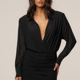 Black Leah Plunge Mini Dress