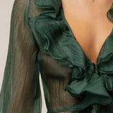 Green Delilah Ruffled Top