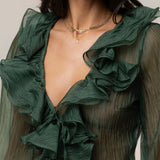 Green Delilah Ruffled Top