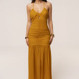 Mustard Vienna Chiffon Maxi Dress