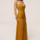 Mustard Vienna Chiffon Maxi Dress