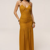 Mustard Vienna Chiffon Maxi Dress