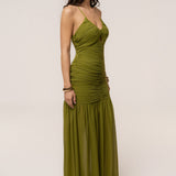 Lime Vienna Chiffon Maxi Dress