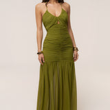 Lime Vienna Chiffon Maxi Dress