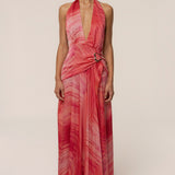 Coral Red Vacation State Maxi Dress