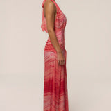 Coral Red Vacation State Maxi Dress