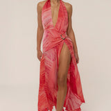 Coral Red Vacation State Maxi Dress