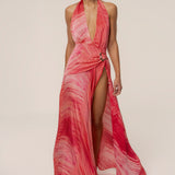 Coral Red Vacation State Maxi Dress