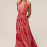 Coral Red Vacation State Maxi Dress