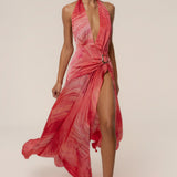 Coral Red Vacation State Maxi Dress