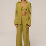 Lime Unwind Tie-Front Blouse