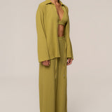 Lime Unwind Tie-Front Blouse