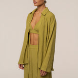 Lime Unwind Tie-Front Blouse