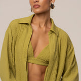 Lime Unwind Tie-Front Blouse