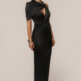 Black Enchanted Drape Maxi Dress