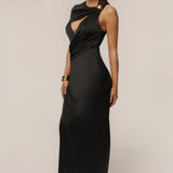 Black Enchanted Drape Maxi Dress