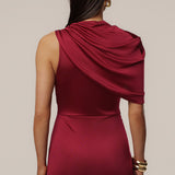 Burgundy Enchanted Drape Maxi Dress