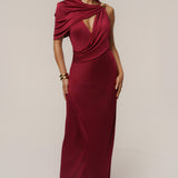 Burgundy Enchanted Drape Maxi Dress