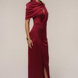 Burgundy Enchanted Drape Maxi Dress