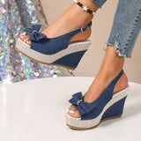 Anna Denim Wedge Sandals