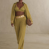 Lime Unwind Tie-Front Blouse