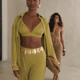 Lime Unwind Tie-Front Blouse