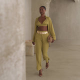 Lime Unwind Tie-Front Blouse