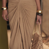 Beige Cabana Slit Maxi Skirt