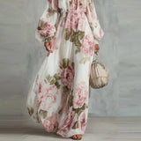 Payton | Off-Shoulder Floral Maxi Dress, Long Sleeves