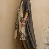 Giulia - Three-Piece Bohemian Nomad Set in Dark Gray and Brown with Tribal Pattern
