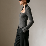 Women's Zip‑Front Cutout Knit Top MDZ2621H0LYL