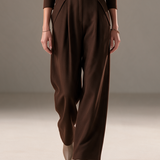 Women's Stand-Collar Zip-Front Balloon-Sleeve Belted Wide-Leg Jumpsuit MDZ3119H2CMX