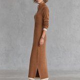 Women's Retro Color-Block Raglan-Sleeve Maxi Dress With Trim And Zip-Up Stand Collar MDZ2180H2WY