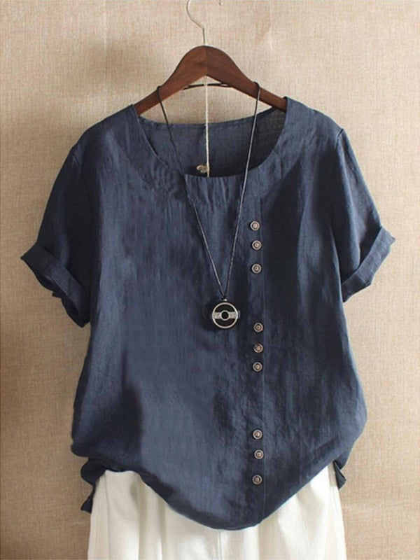 N&L - Breezy Button-Front Blouse Bianca