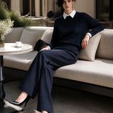Women's Faux-Layered Knit Top & Trouser Set MDZ0292I2ZRK