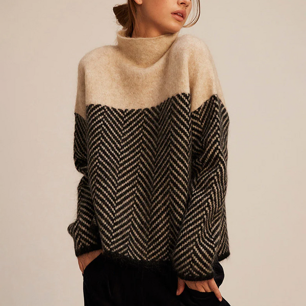 N&L - Chevron Knit Mock Neck Sweater Kathleen