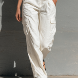 Women's Minimalist Cotton Blend Single-breasted Sleeveless Jumpsuit MDZ1304A4Y