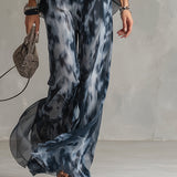 Ludovica | Stylish Navy Halter Top and Wide-Leg Printed Set