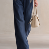 American Utility Belted Embroidered Denim Suspender Jumpsuit