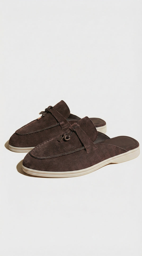 Sora - Natural Leather Slip-On Mules Brown