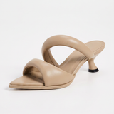 Vura - Padded Tubular Strap Pointed-Toe Mule Sandals Beige