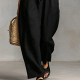 Women's Minimalist Loose-fitting Linen Blend Strapless Jumpsuit With Tie Closure MDZ2024A9Y