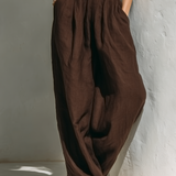 Women's Minimalist Linen Blend Jumpsuit With Cap Sleeves And Wide Legs MDZ0863A5Y