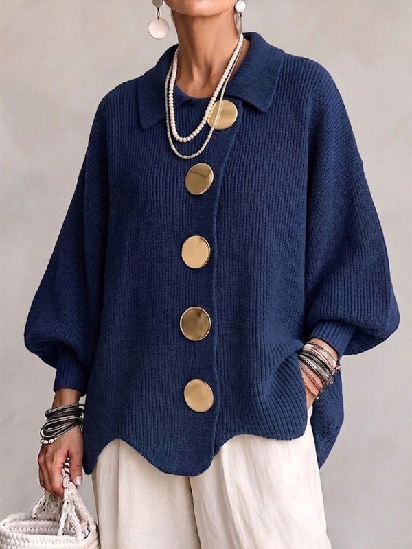 N&L - Oversized Collared Knit Cardigan Donna
