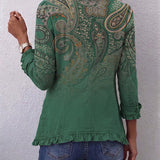 Jemara | Bohemian Paisley Print Ruffled Jacket