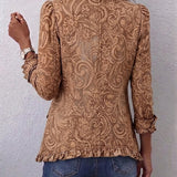 Vyclara | Vintage Bohemian Floral Print Ruffled Jacket