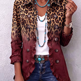 Elspeth | Leopard Ombre Ruffle Blazer Jacket